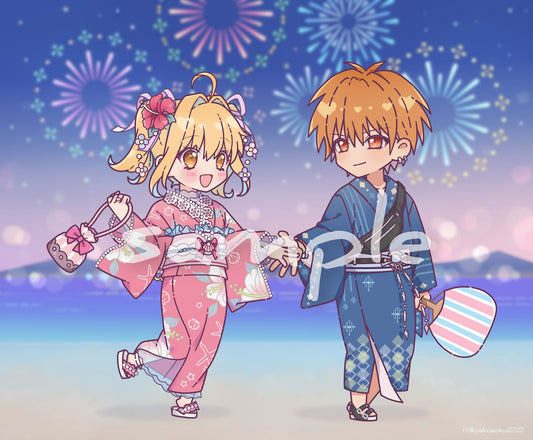 "Pre-Order" Pearl Mermaid-Kaito and Luya Yukata Double Acrylic Stand by +1
